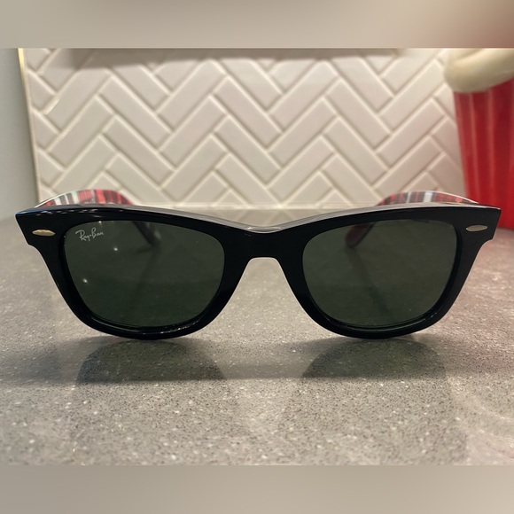 Ray-Ban Accessories - Ray-Ban 50mm Wayfarer Sunglasses — Limited Edition Black with Plaid Interior